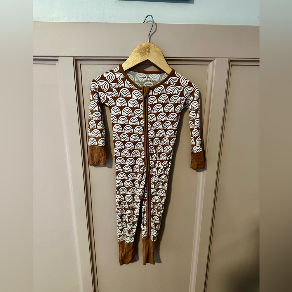Little Sleepies Rainbow Brown and White Zippy Pajama